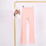 LULU high-waisted flared pants for women, high elasticity, slimming, brushed fabric, naked feel, suitable for sports, fitness, and yoga, can be worn outside in spring and autumn