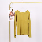 LULU 1.0 Long Sleeve Sports Yoga T-Shirt Quick-Dry Round Neck Running Fitness Top Sweat-Wicking Tight-Fitting Shirt for Women Spring/Summer