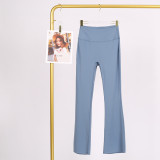 LULU high-waisted flared pants for women, high elasticity, slimming, brushed fabric, naked feel, suitable for sports, fitness, and yoga, can be worn outside in spring and autumn