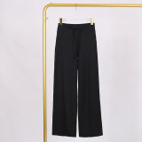 LULU Nude Feel High-Waisted Drawstring Straight Pants for Women, Loose Slimming Long Pants, Yoga Sports Fitness Pants, Casual Versatile