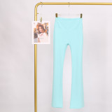 LULU high-waisted flared pants for women, high elasticity, slimming, brushed fabric, naked feel, suitable for sports, fitness, and yoga, can be worn outside in spring and autumn
