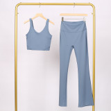LULU U-shaped sports tank top and flared pants set, bra with beautiful back design, shockproof and supportive yoga top for women, sleeveless and short style