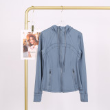 LULU In-Stock Hooded Jacket Running Yoga Coat Sports Slim Fit Zipper Cardigan Fitness Top for Women