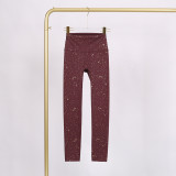LULU Nude Feel Yoga Pants Peach Butt-Lifting Pants Fitness Long Pants Elastic Nine-Point Pants Golden Starry Pattern Versatile for Women
