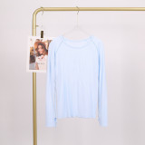 LULU 1.0 Long Sleeve Sports Yoga T-Shirt Quick-Dry Round Neck Running Fitness Top Sweat-Wicking Tight-Fitting Shirt for Women Spring/Summer