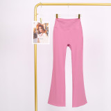 LULU high-waisted flared pants for women, high elasticity, slimming, brushed fabric, naked feel, suitable for sports, fitness, and yoga, can be worn outside in spring and autumn