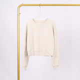 LULU (in stock) Yoga wear air-layer short round-neck sweatshirt, high elasticity, loose fit, sports OVZ short long-sleeve