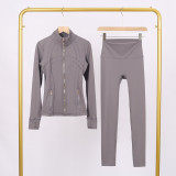 LULU DF Stand Collar Jacket Nine-Point Set Zipper Slim Fit Jacket Stretchy Quick-Dry Tight Fitness Yoga Wear