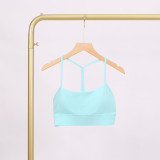 LULU Y-shaped sports tank top for women with chest pads, sexy thin underwear with beautiful back design, fitness yoga top with straps for spring and summer