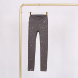 LULU Nude Feel Yoga Pants Peach Butt-Lifting Pants Fitness Long Pants Elastic Nine-Point Pants Golden Starry Pattern Versatile for Women