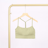 LULU Y-shaped sports tank top for women with chest pads, sexy thin underwear with beautiful back design, fitness yoga top with straps for spring and summer