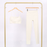LULU Y-shaped sports vest and cropped pants set, underwear, nude-feel bra, beautiful back, shockproof, push-up, yoga round neck
