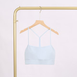 LULU Y-shaped sports tank top for women with chest pads, sexy thin underwear with beautiful back design, fitness yoga top with straps for spring and summer