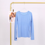 LULU 1.0 Long Sleeve Sports Yoga T-Shirt Quick-Dry Round Neck Running Fitness Top Sweat-Wicking Tight-Fitting Shirt for Women Spring/Summer