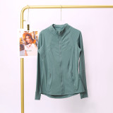 LULU DF Steel Seal Stand Collar Jacket for Women, Slim Fit Stand Collar Stretch Jacket with Gold Zipper, Fitness Yoga Wear for Women