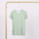 LULU 1.0 (logo) High Elasticity Sports Round Neck Short Sleeve Women's Quick-Dry Tight Running T-Shirt Yoga Wear for Women