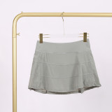 LULU Three-Pleat Skirt for Fitness and Sports, Two-in-One Anti-Exposure Elastic Breathable Tennis Skirt for Women, All-Season