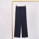 LULU Nude Feel High-Waisted Drawstring Straight Pants for Women, Loose Slimming Long Pants, Yoga Sports Fitness Pants, Casual Versatile