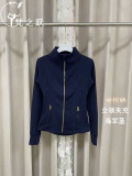 Yoga outfit set lulu stand-up collar long-sleeve jacket with embossed logo, elastic and breathable for yoga, running, fitness, and commuting for women
