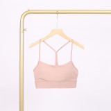LULU Y-shaped sports tank top for women with chest pads, sexy thin underwear with beautiful back design, fitness yoga top with straps for spring and summer