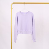 LULU (in stock) Yoga wear air-layer short round-neck sweatshirt, high elasticity, loose fit, sports OVZ short long-sleeve