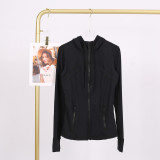 LULU In-Stock Hooded Jacket Running Yoga Coat Sports Slim Fit Zipper Cardigan Fitness Top for Women