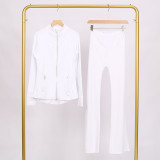 LULU bell-bottom pants, DF branded stand-up collar jacket, tight-fitting suit, zip-up top, slim-fit coat, stretchy yoga wear