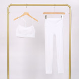 LULU Y-shaped sports vest and cropped pants set, underwear, nude-feel bra, beautiful back, shockproof, push-up, yoga round neck