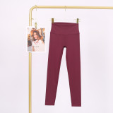 LULU Cross-Border Tight-Fitting Nude-Feel Yoga Pants Peach Butt-Lifting Training Fitness Long Pants Elastic Sports Cropped Pants for Women