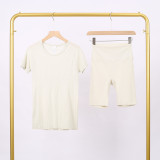 LULU3.0 High-Elasticity Sports Round-Neck Short-Sleeve Five-Pocket Pants Set for Women, Quick-Dry Running Training T-Shirt, Yoga Outfit for Women