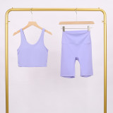 LULU Deep U Sports Tank Top and Shorts Set, Barely-there Feel Bra, Shockproof and Supportive Yoga Top for Women, Short Style