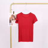 LULU 1.0 High Elasticity Sports Round Neck Short Sleeve Women's Quick-Dry Tight Top Running Training T-Shirt Yoga Wear for Women