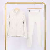 LULU DF Stand Collar Jacket Nine-Point Set Zipper Slim Fit Jacket Stretchy Quick-Dry Tight Fitness Yoga Wear