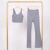 LULU U-shaped sports tank top and flared pants set, bra with beautiful back design, shockproof and supportive yoga top for women, sleeveless and short style