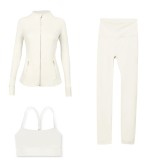 LULU DF Stand Collar Jacket, Y-Back Vest, Nine-Quarter Pants Three-Piece Set, Starry Gold Zipper Slim Fit Yoga Outfit