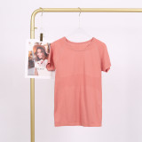 LULU 1.0 High Elasticity Sports Round Neck Short Sleeve Women's Quick-Dry Tight Top Running Training T-Shirt Yoga Wear for Women