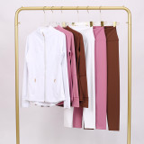 LULU DF Stand Collar Jacket Nine-Point Set Zipper Slim Fit Jacket Stretchy Quick-Dry Tight Fitness Yoga Wear