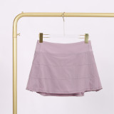 LULU Three-Pleat Skirt for Fitness and Sports, Two-in-One Anti-Exposure Elastic Breathable Tennis Skirt for Women, All-Season