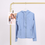 LULU In-Stock Hooded Jacket Running Yoga Coat Sports Slim Fit Zipper Cardigan Fitness Top for Women