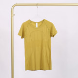 LULU 1.0 (logo) High Elasticity Sports Round Neck Short Sleeve Women's Quick-Dry Tight Running T-Shirt Yoga Wear for Women