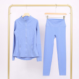 LULU DF Stand Collar Jacket Nine-Point Set Zipper Slim Fit Jacket Stretchy Quick-Dry Tight Fitness Yoga Wear