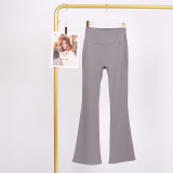 LULU high-waisted flared pants for women, high elasticity, slimming, brushed fabric, naked feel, suitable for sports, fitness, and yoga, can be worn outside in spring and autumn