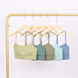 LULU Y-shaped sports tank top for women with chest pads, sexy thin underwear with beautiful back design, fitness yoga top with straps for spring and summer