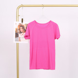 LULU 1.0 High Elasticity Sports Round Neck Short Sleeve Women's Quick-Dry Tight Top Running Training T-Shirt Yoga Wear for Women