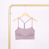 LULU Y-shaped sports tank top for women with chest pads, sexy thin underwear with beautiful back design, fitness yoga top with straps for spring and summer