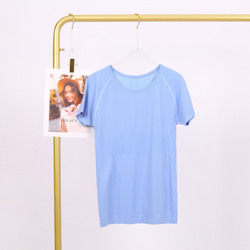 LULU 1.0 High Elasticity Sports Round Neck Short Sleeve Women's Quick-Dry Tight Top Running Training T-Shirt Yoga Wear for Women