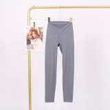 LULU Cross-Border Tight-Fitting Nude-Feel Yoga Pants Peach Butt-Lifting Training Fitness Long Pants Elastic Sports Cropped Pants for Women