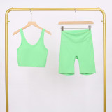 LULU Deep U Sports Tank Top and Shorts Set, Barely-there Feel Bra, Shockproof and Supportive Yoga Top for Women, Short Style