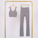 LULU U-shaped sports tank top and flared pants set, bra with beautiful back design, shockproof and supportive yoga top for women, sleeveless and short style