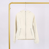 LULU In Stock Windproof Waterproof Fleece-Lined Hooded Slimming Sports Jacket Softshell Slim Fit Jacket Yoga Wear